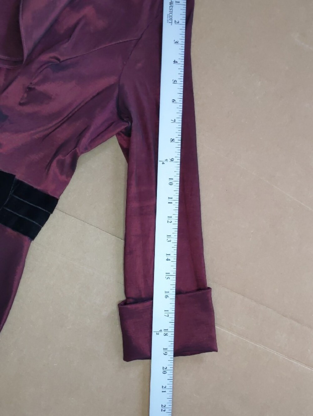 Cachet Burgundy Satin Blouse with Black Velvet Rhinestone Belt - Picture 8 of 8